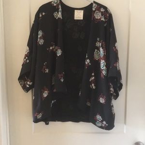 Black and floral kimono